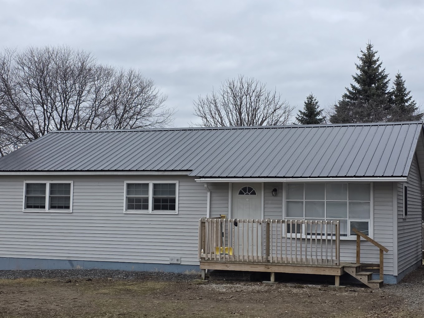 Completed corrugated metal roof installation